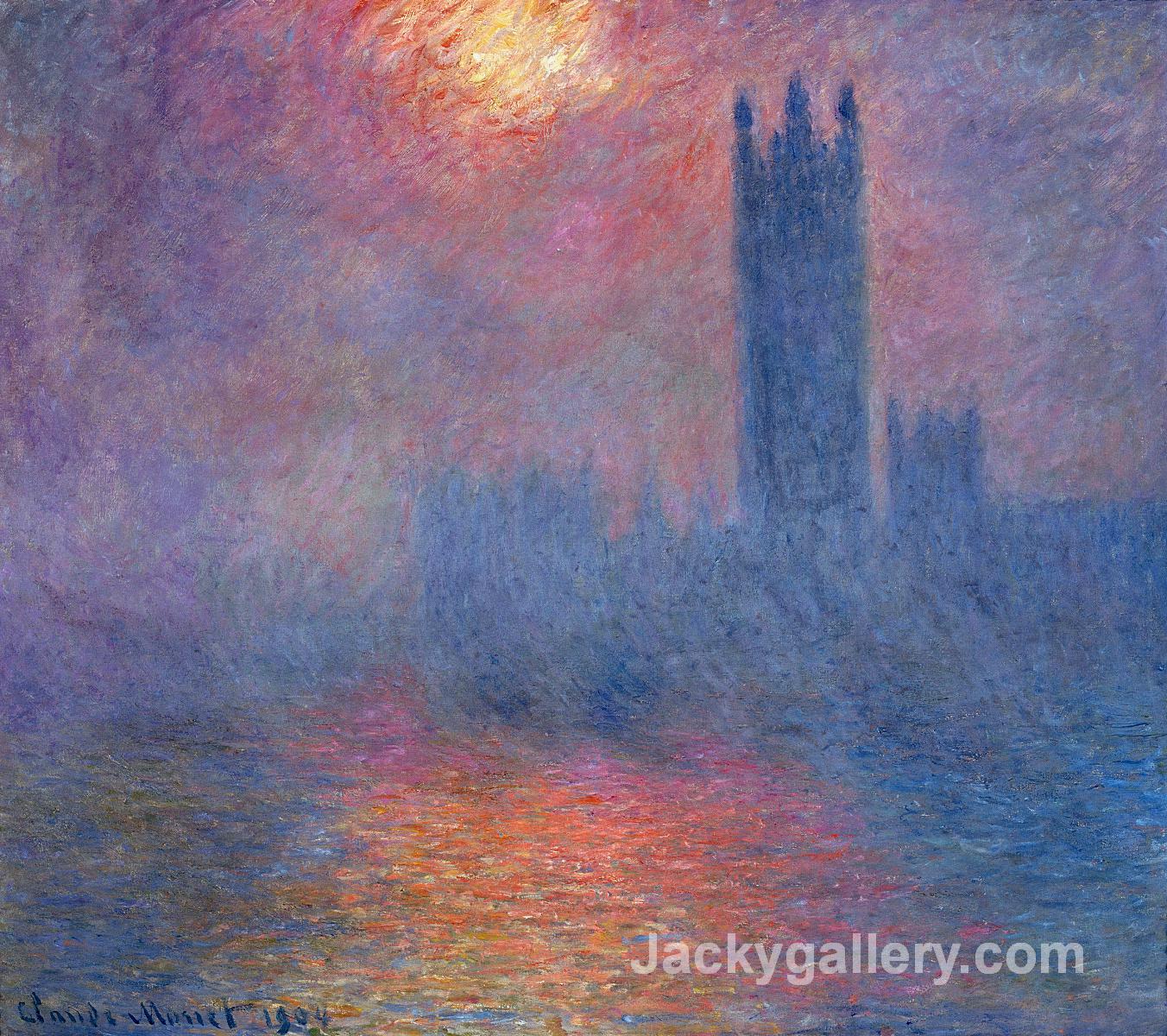 Houses of Parliament, London, Sun Breaking Through by Claude Monet paintings reproduction